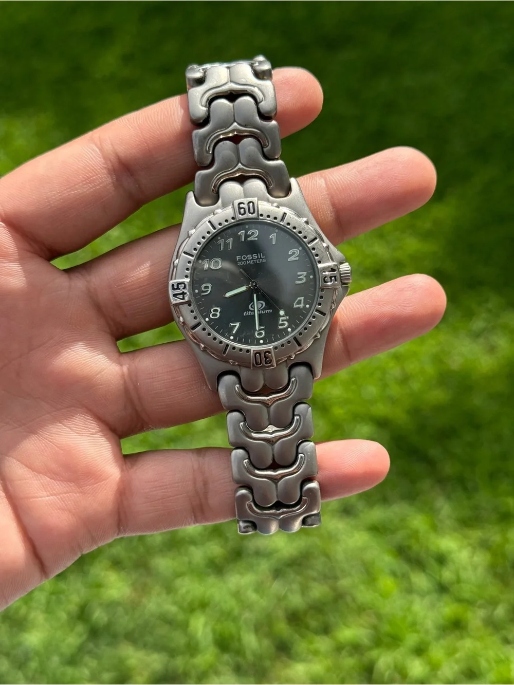 Fossil vintage Silver Titanium Watch with Gray Dial